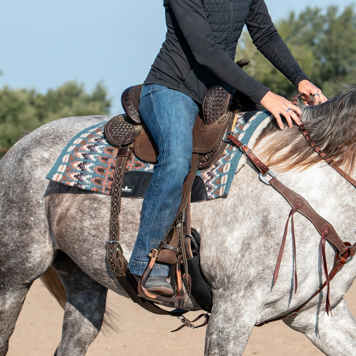 Classic Equine Sensorflex Saddle Pad 32" X 34"- Peacock/Cashmere