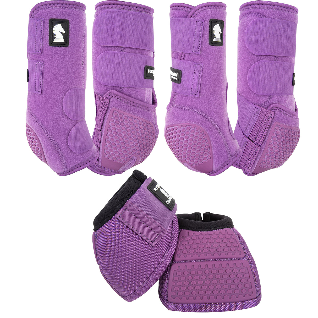 Classic Equine Flexion by Legacy Complete Package, Front, Hind, & Bell Boot Combo Pack- Violet Purple
