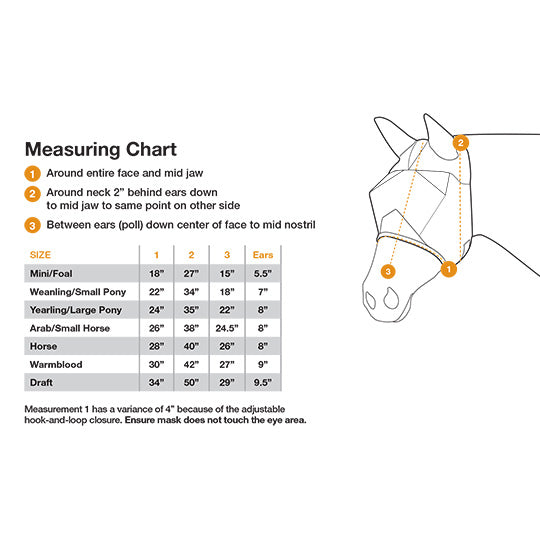 Cashel Quiet Ride Average Horse Sized Fly Mask Long Nose with Ears