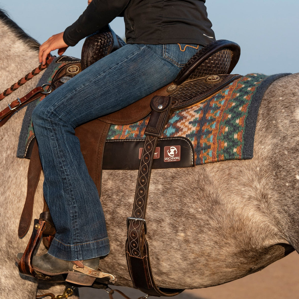 Classic Equine 32"X34" 3/4" Zone Blanket Top Saddle Pad- Navy/Emerald