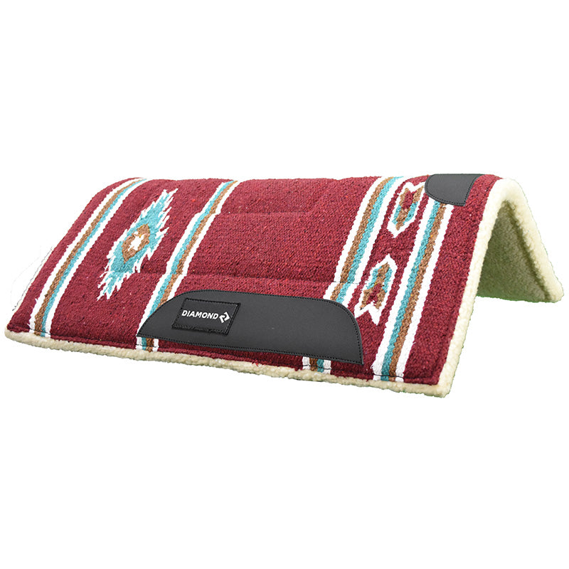 Diamond R Square Fleece Bottom 23"X23" Pony Pad- Red Navajo