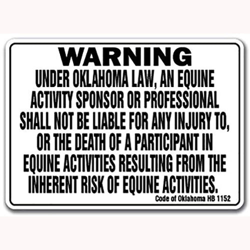 Oklahoma Equine Liability Sign (12"X18")
