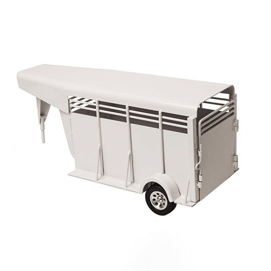 Little Buster Toys White Gooseneck Stock Trailer