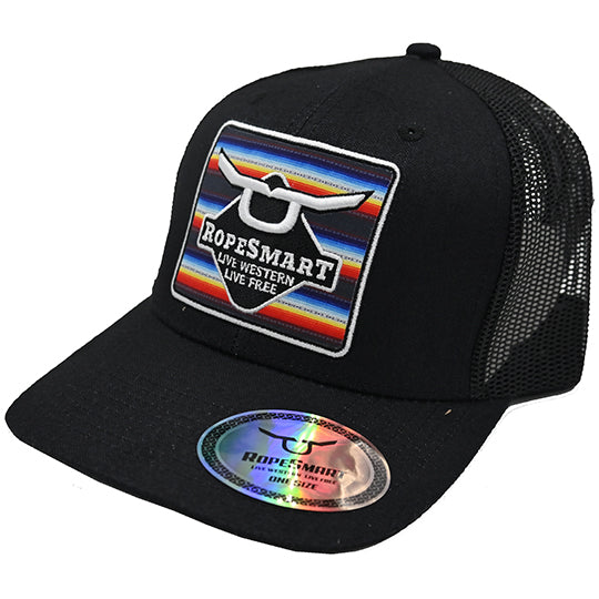 RopeSmart Black Mesh Cap with Serape Patch
