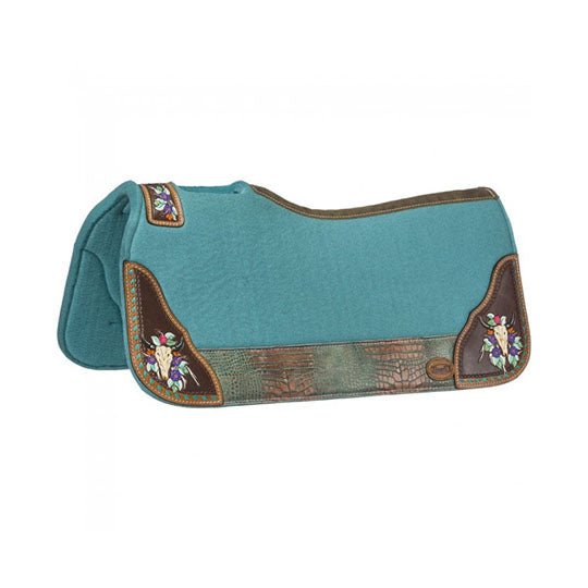 Tough-1 Hand Painted Steer Skull Saddle Pad