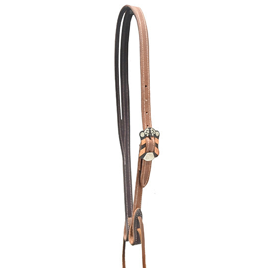 Cowperson Tack 3/4" Roughout Split Ear Headstall with Copper Stripe Overlay Buckle