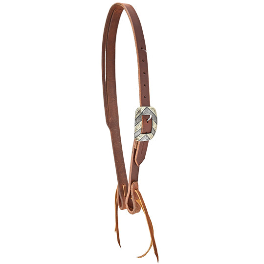 Cowperson Tack 3/4" Split Ear Headstall with Silver Square Striped Buckle