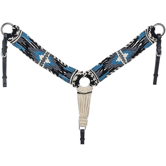 Tough 1 Wool String 3 Piece Breast Collar- Navy Blue/Grey/Turquoise/Cream