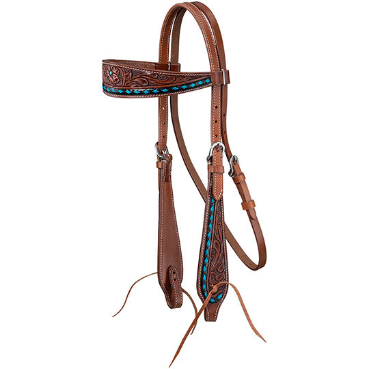 Tough 1 Turquoise Buckstitch Browband Headstall