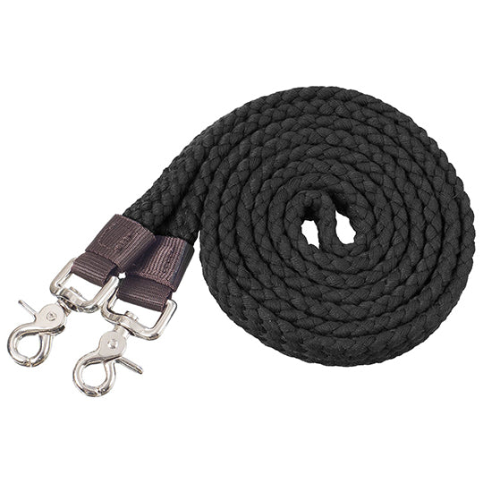 Tough1 Pro Flat Cotton Roping Reins- Black