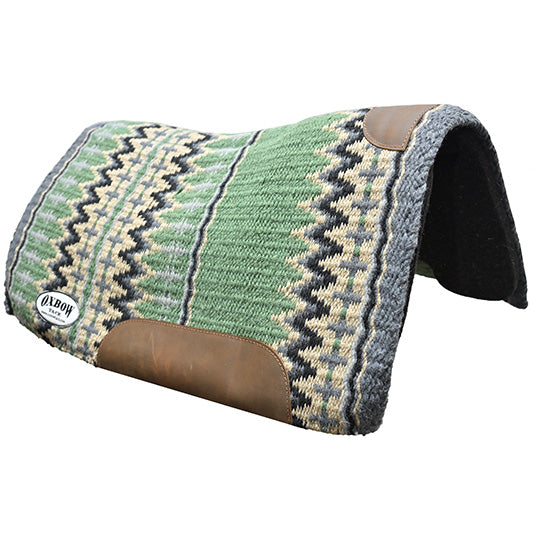 Oxbow Tack 1" 31"X32" Contoured Performance Felt Saddle Pad- Sage Green/Black