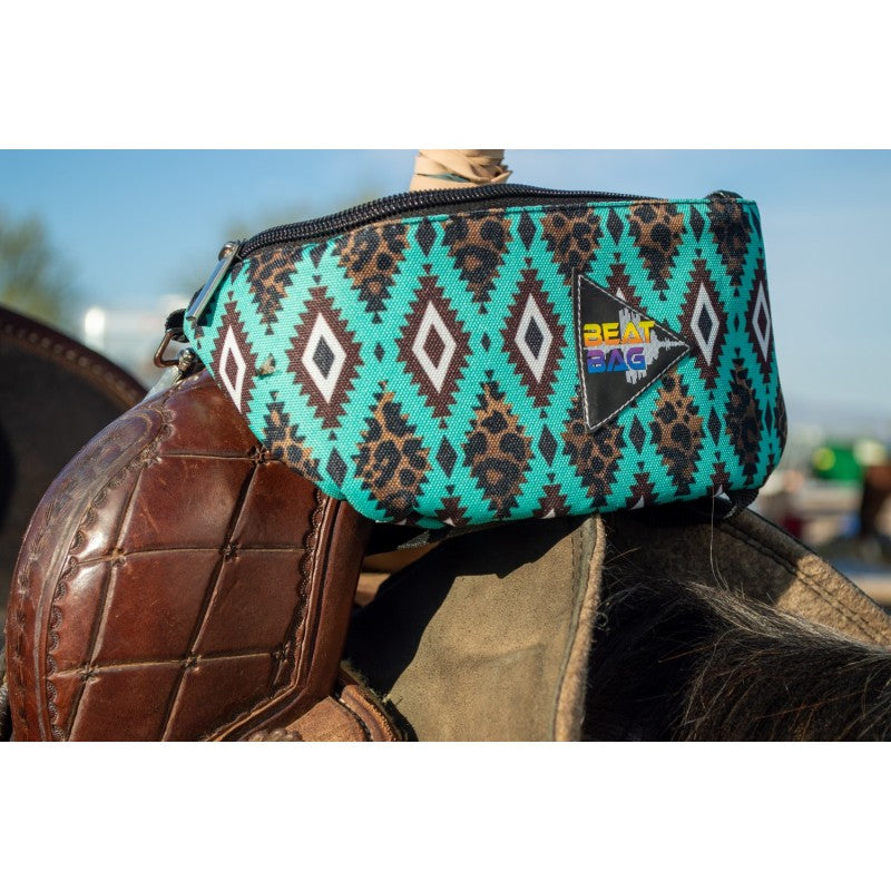 Schulz Equine Teal Leopard Aztec Beat Bag Pommel Bag