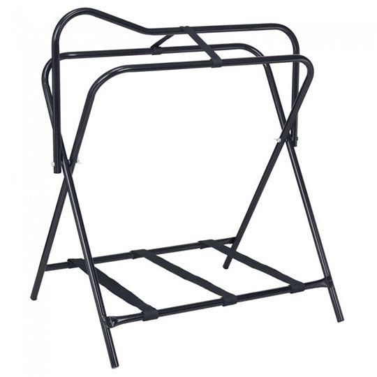 Tough 1 Folding Floor Saddle Rack w/ Web Bottom- Black
