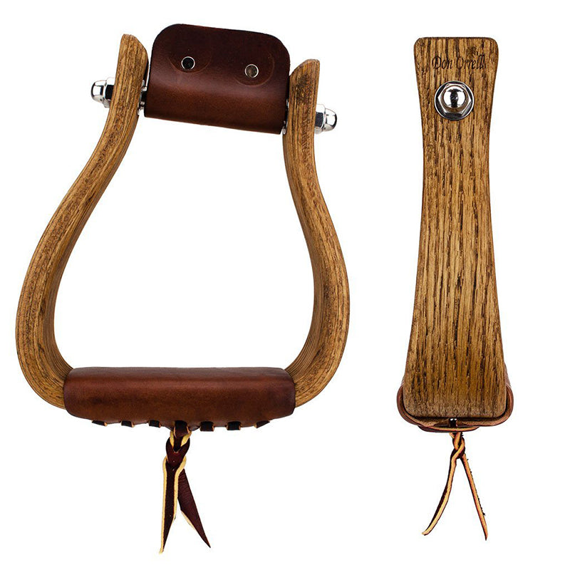 Don Orrell 2" Angled Flat Bottom Oversize Stained Oak Stirrups