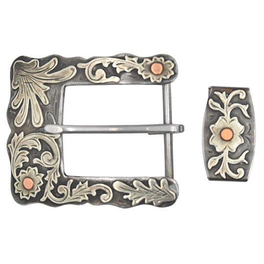 Cowperson Tack 1 1/2" Two-Piece Floral Ranger Belt Buckle