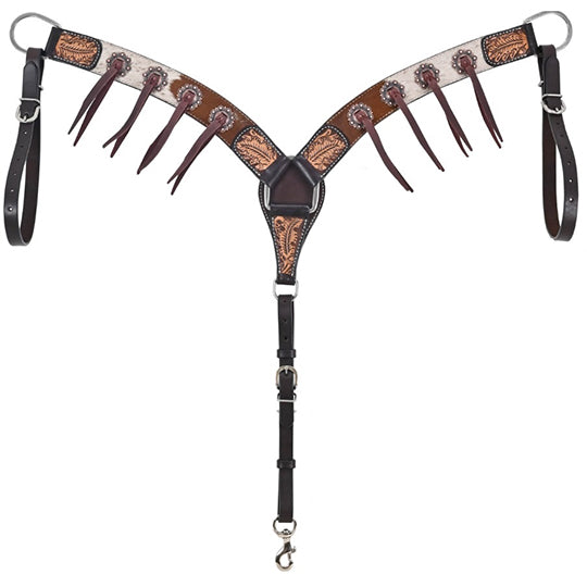 Rafter T Ranch Co. Hair on Hide Breast Collar with Latigo Tassels