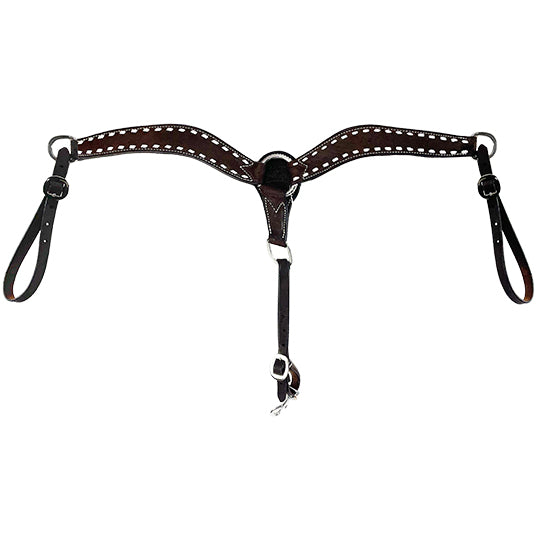 Scott Thomas Saddlery 1" Chocolate Roughout Breast Collar with White Buckstitch