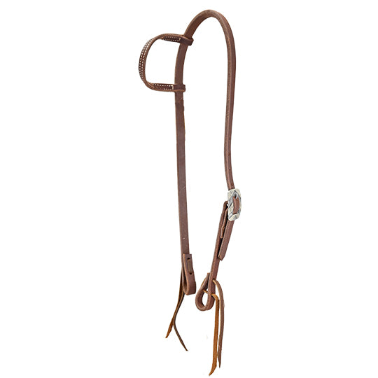 Cowperson Tack Slip Ear Headstall with Silver Buckle with Stripes