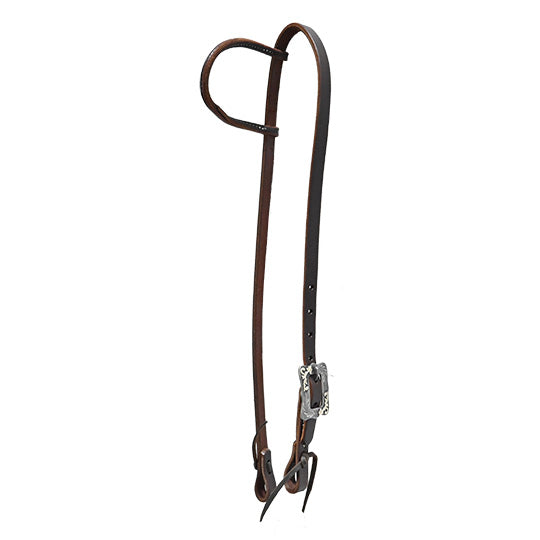 Berlin Custom Leather Oiled Slide Ear Headstall with Steel Buckle
