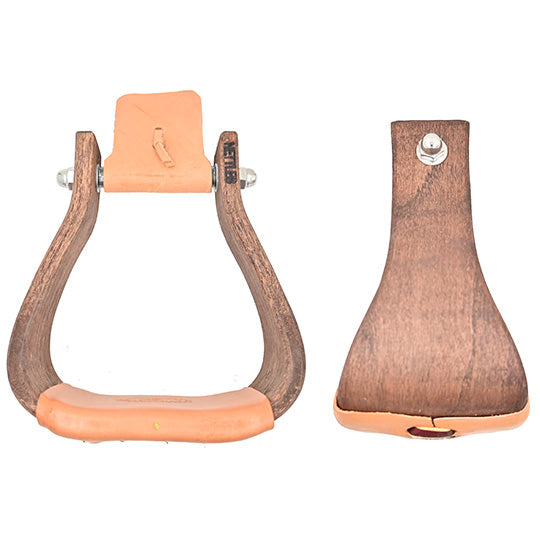 Nettles 4" "The Chisholm" Wooden Stirrups Mahogany Stain