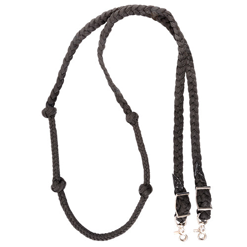 Martin Saddlery 1" Barrel Reins Braided Black Nylon with Knots