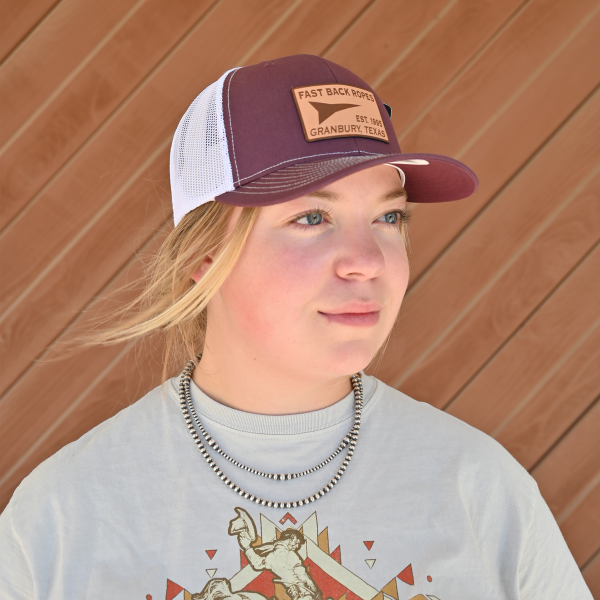 Fastback Ropes Hats Fast Back Ropes Maroon with White Mesh Cap