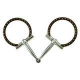 Tom Balding Ballhinge D-Ring Snaffle Bit with Brown Rings and Silver Dots