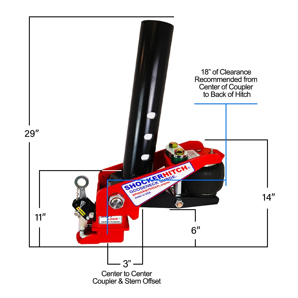 Shocker Hitches Gooseneck Air Ride Hitch- Straight