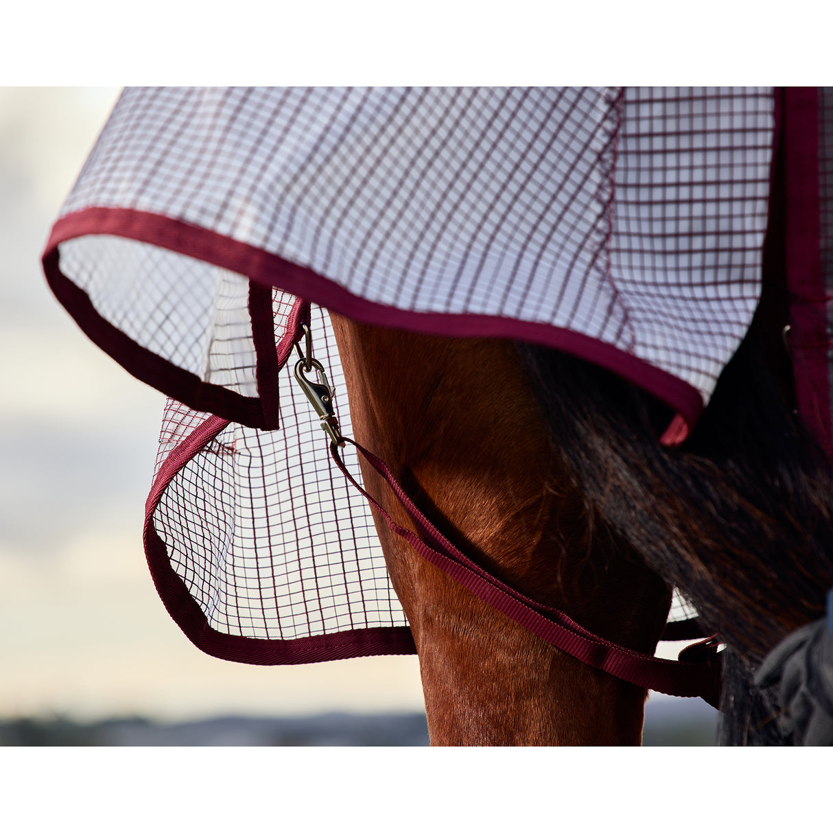 Weatherbeeta ComFiTec RipShield Fly Sheet Detach-A-Neck- White/Burgundy