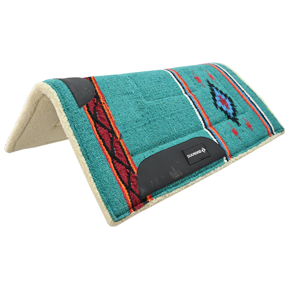 Diamond R Square Fleece Bottom 26"X26" Pony Pad- Turquoise Navajo