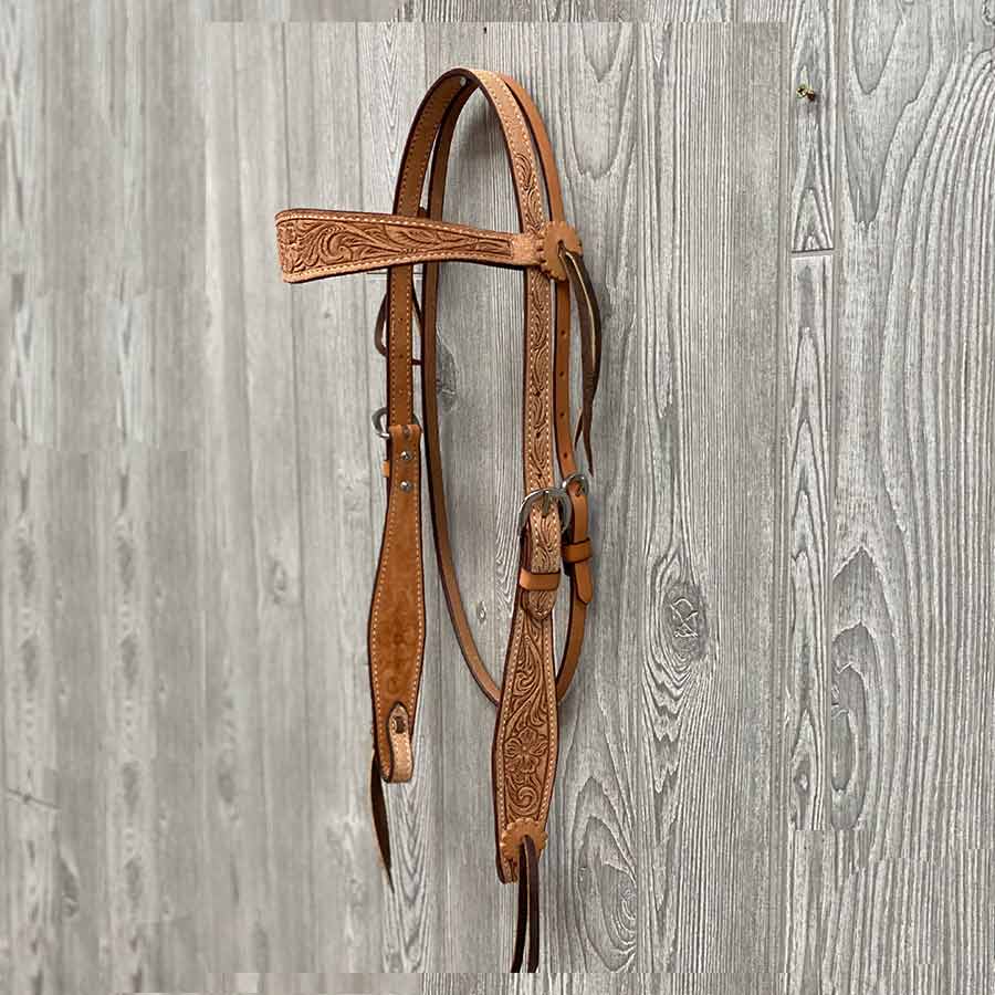 Billy Cook Saddlery 3/4" Roughout Floral Tooled Browband Headstall