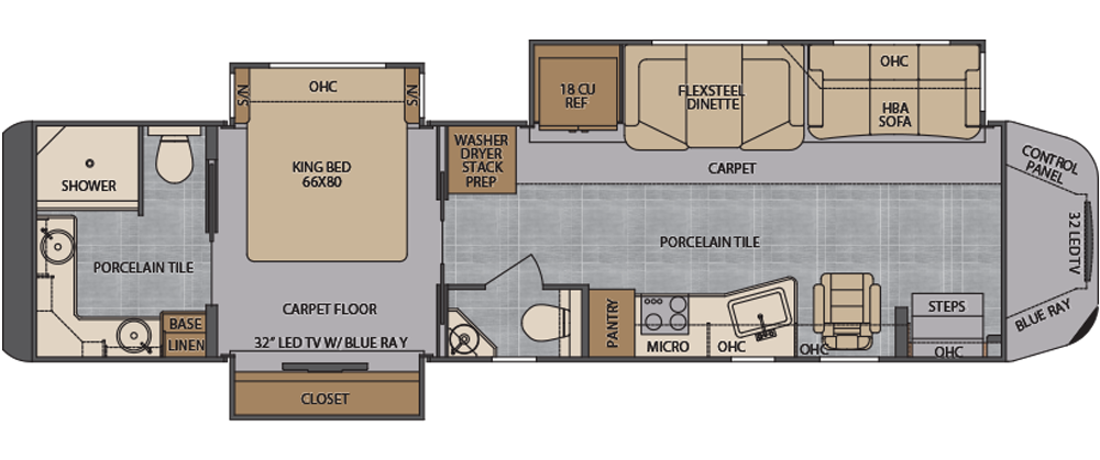 2019 Renegade XL 45' Coach Model X45QB on Freightliner Cascadia Chassis