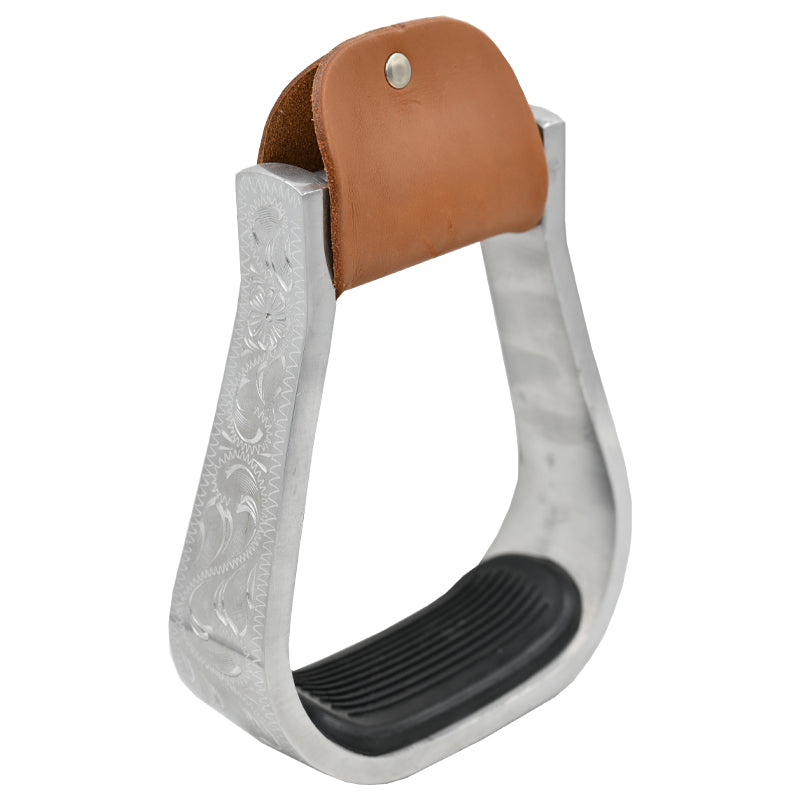 Coolhorse Aluminum Stirrup 2" Engraved with Rubber Tread
