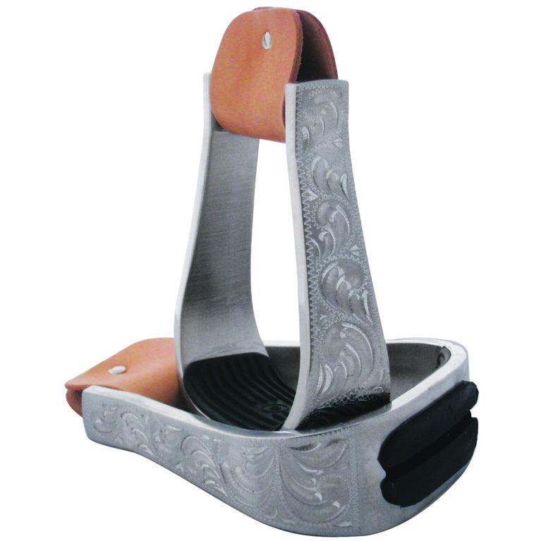 Coolhorse Aluminum Stirrup 2" Engraved with Rubber Tread