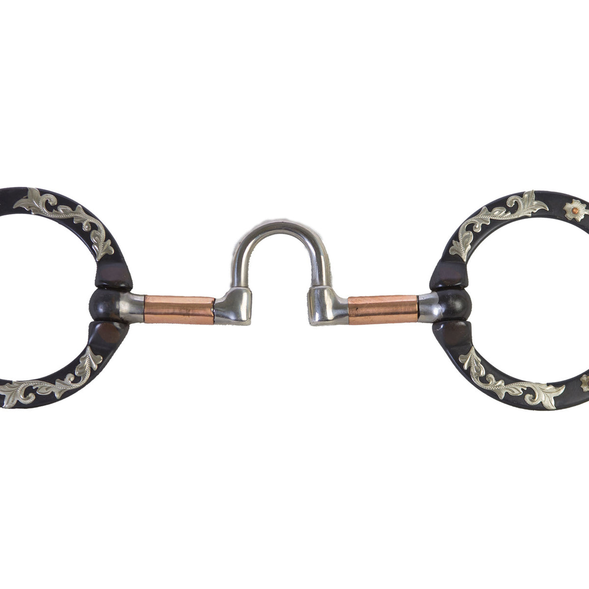 Roping Bit Coolhorse Black Steel Correction O Ring Bit with Floral Trim
