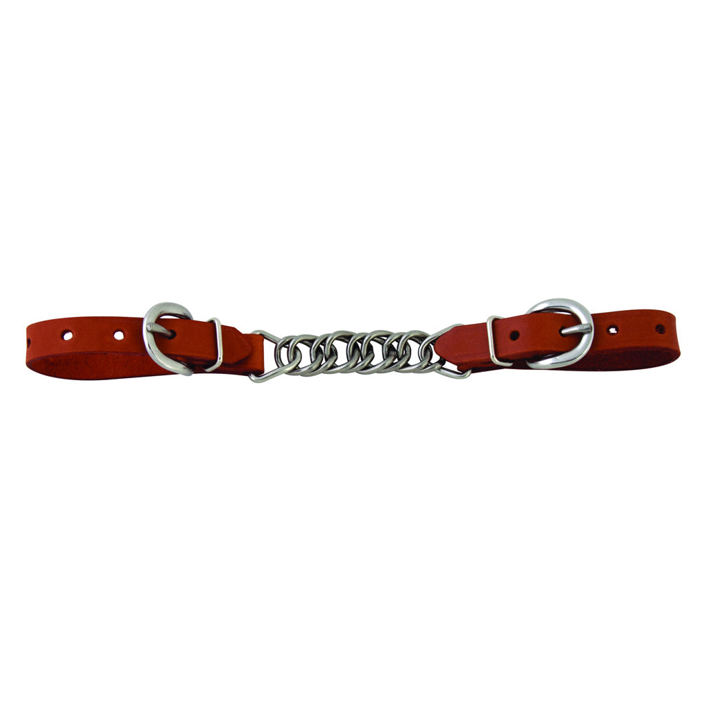 Coolhorse Leather Curb Strap Stainless Flat Chain