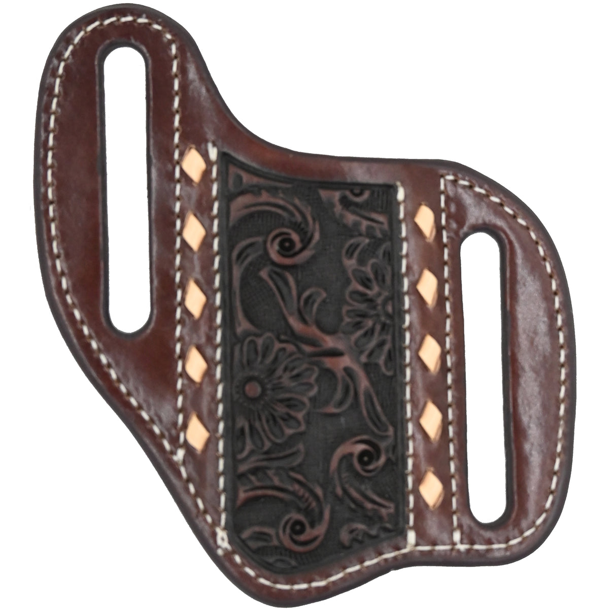 Nocona Leather Chocolate Pancake Knife Sheath with Ivory Buckstitch