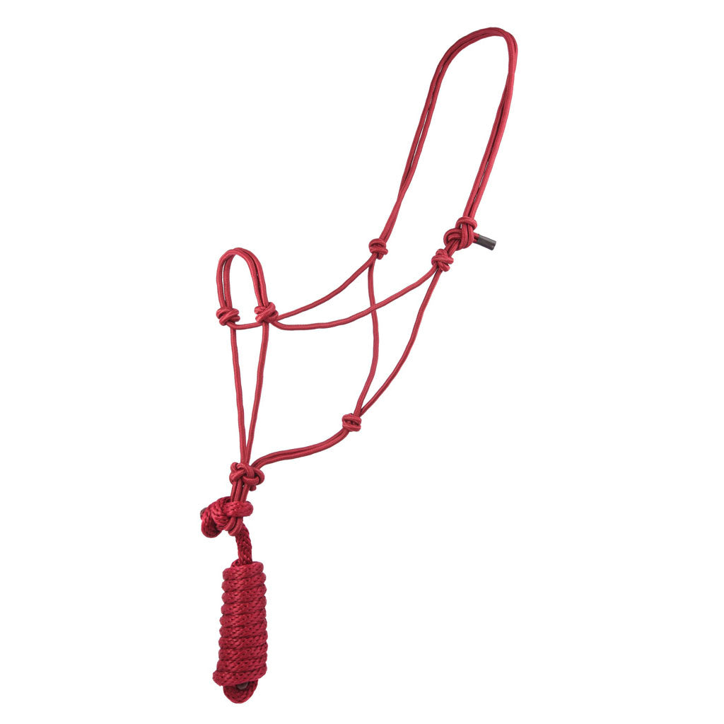 Coolhorse Burgundy Knotted Poly Rope Halter- 8' Lead
