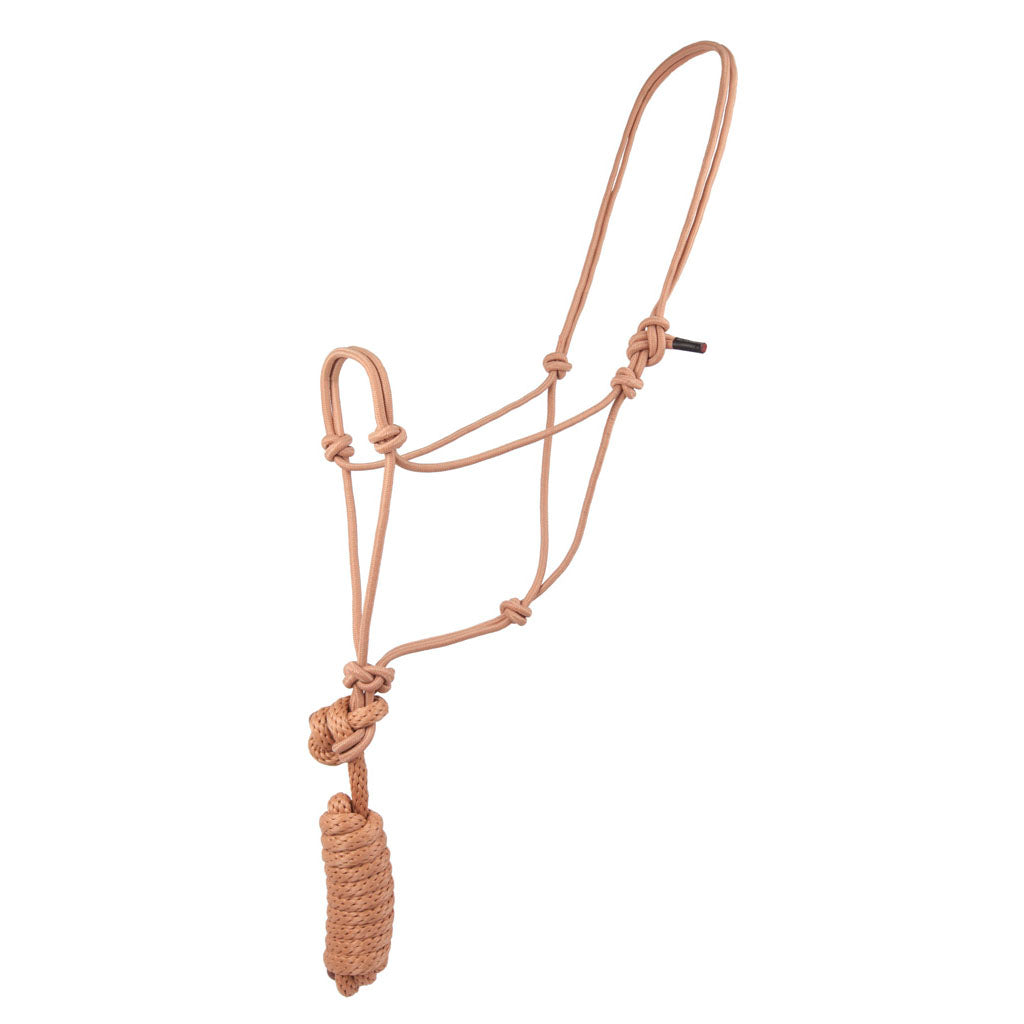 Coolhorse Tan Knotted Poly Rope Halter- 8" Lead