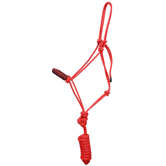 Coolhorse Braided Nose Rope Halter w/ 7' Lead- Red/Black
