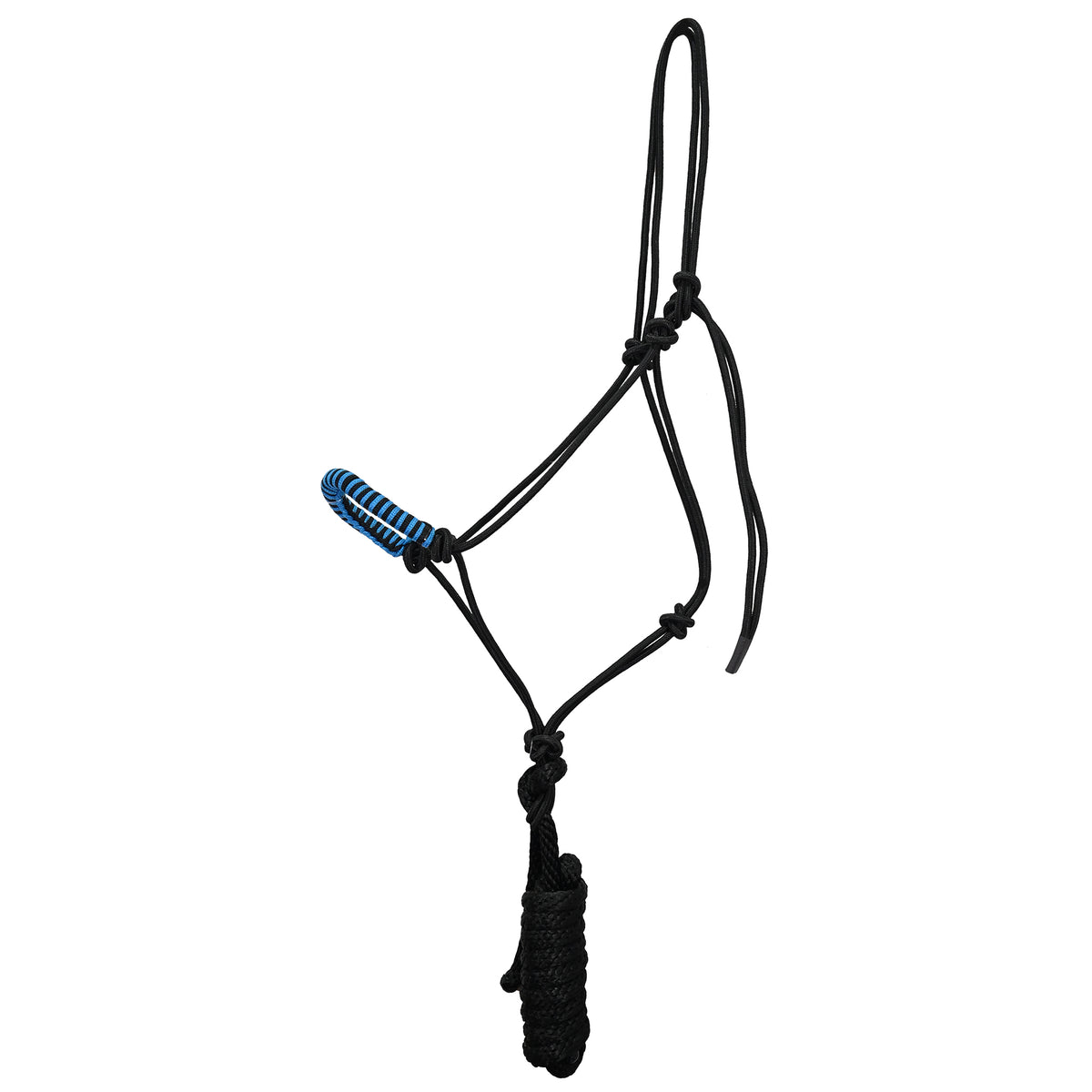 Coolhorse Braided Nose Rope Halter w/ 7' Lead- Black/Turquoise