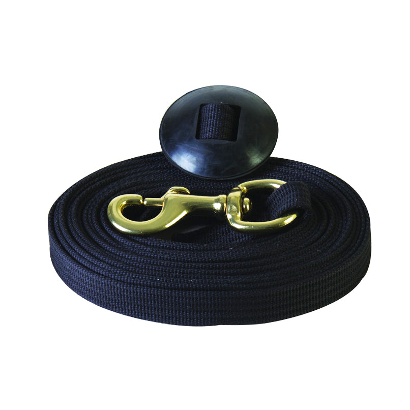 Coolhorse 24' Flat Cotton Web Lunge Line w/ Donut- Black