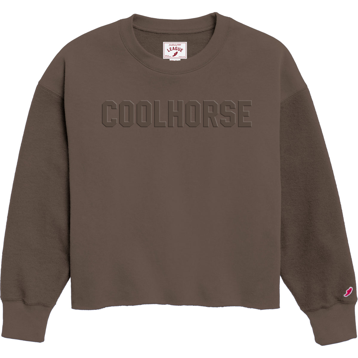 Coolhorse Monotone Coffee Bean Ladies Oversized Crop Crewneck Pullover