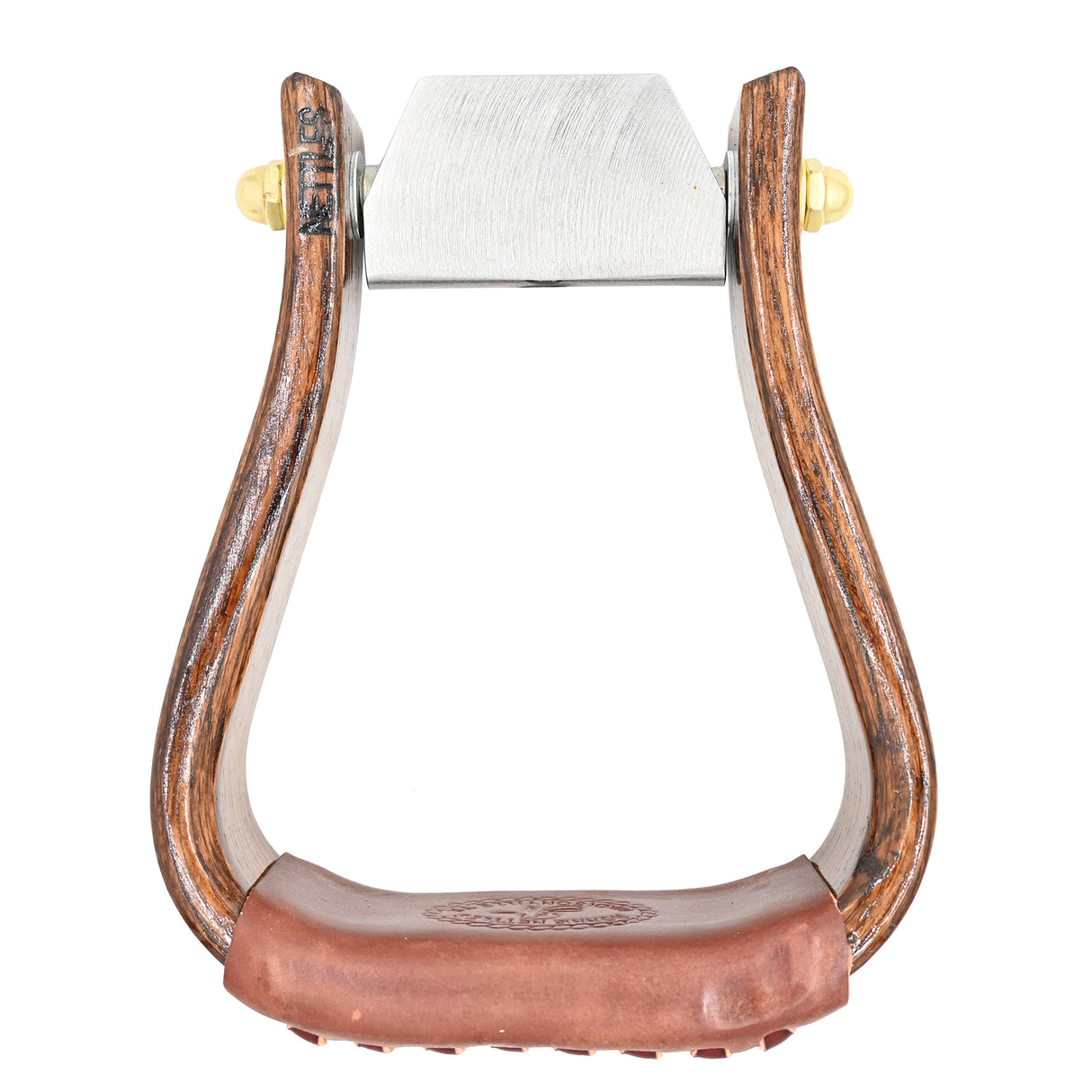Nettles 2" Flat Bottom Cherry Varnish Stirrups with Leveler