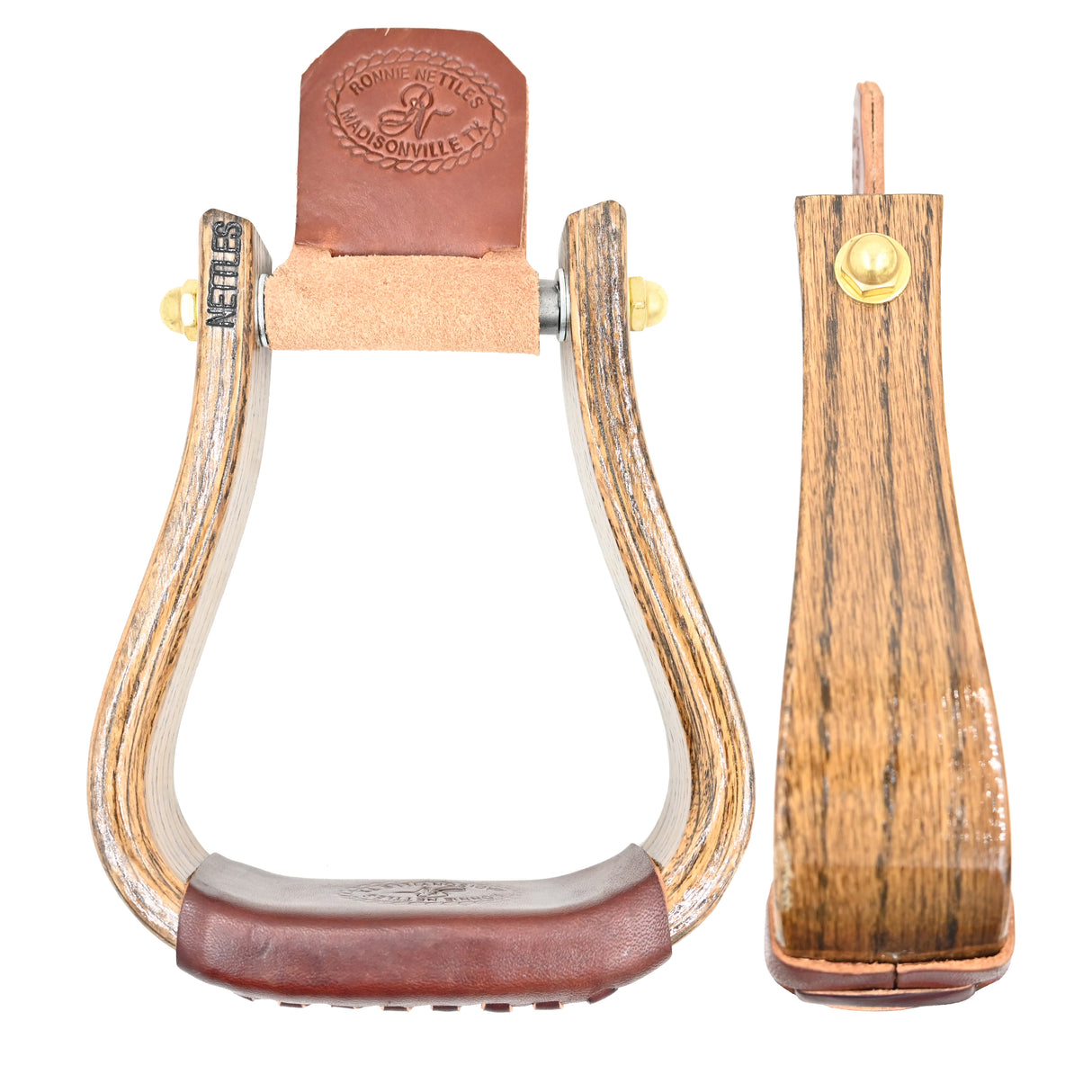 Nettles 2" Flat Bottom Chocolate Varnish Stirrups
