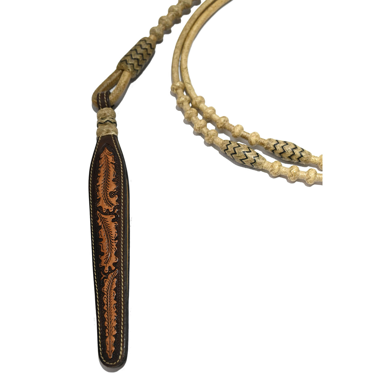 TRB 30 Plait Natural Rawhide Romal Reins with George Moore Pattern