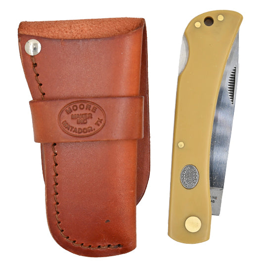 Moore Maker Trail Dust Locking Sodbuster Knife with Scabbard - 4-1/2