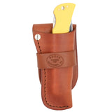 Moore Maker Yellow Locking Sodbuster Knife with Scabbard - 4-1/2"