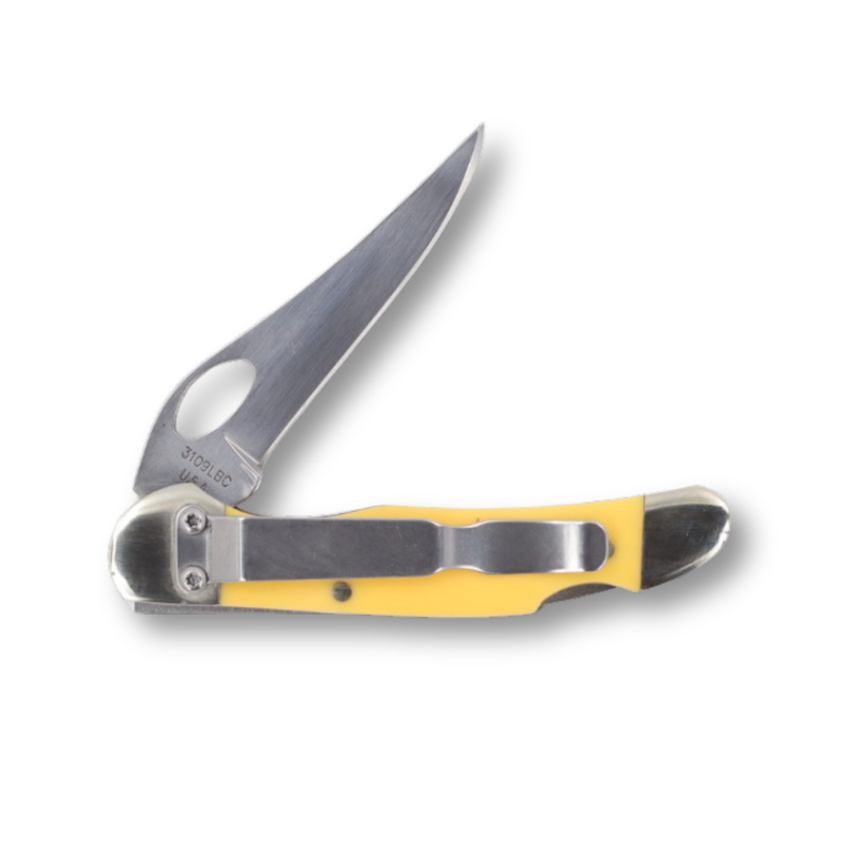 Moore Maker Single Blade Lockback Knife With Clip- Yellow