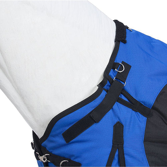 Tough 1 1200D 250g Turnout Blanket with Belly Wrap and Snuggit Neck- Blue